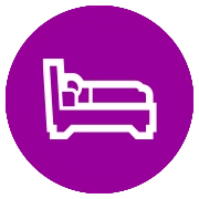Lila Kreis und Icon mit Bett