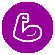 Lila Kreis und Icon mit Arm